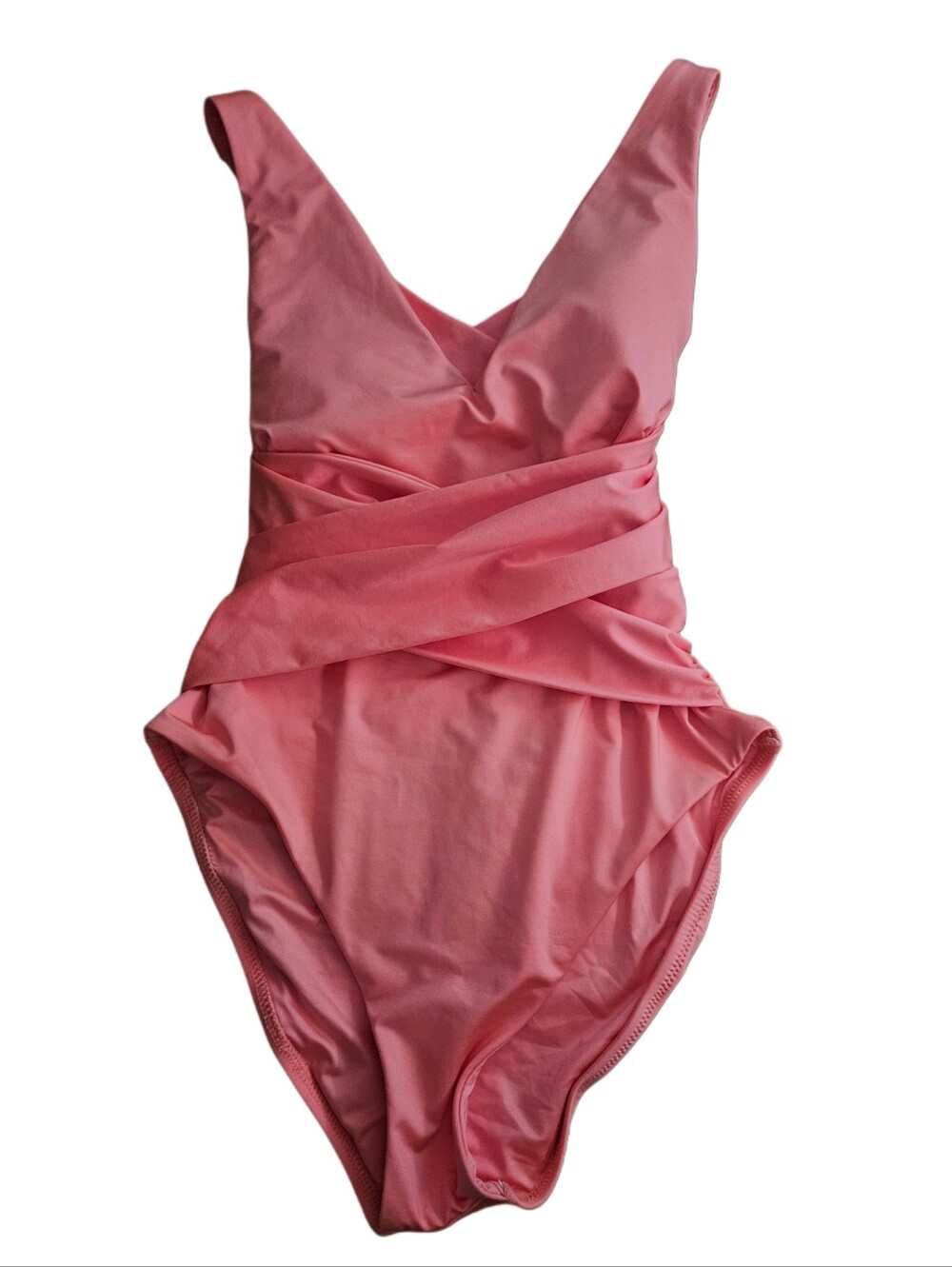 Trina Turk Pink One Piece Swimsuit Cross Back Wrap Bodice Size 8 NWOT - Picture 4 of 7